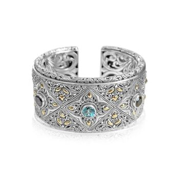 Bali Silver Collection W/ 18KT Tpz/Cit/Amy/Peri Bali Cuff Bangles