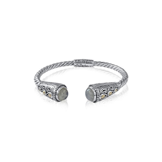 Bali Silver Collection W/ 18KT Moonstone Wave Bali Bangles