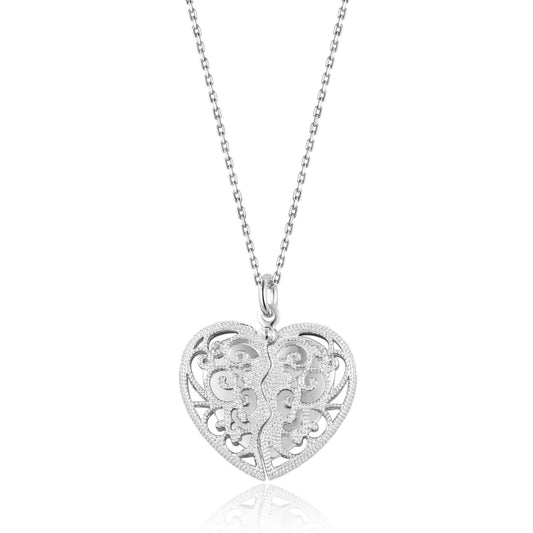 Silver Pendants Collection Hidden Heart W/ .1 Diamon