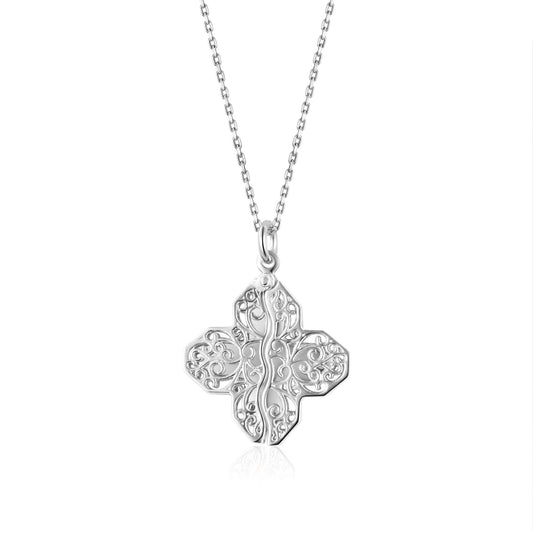 Silver Pendants Collection Hidden Clover W/ .1 Diamon