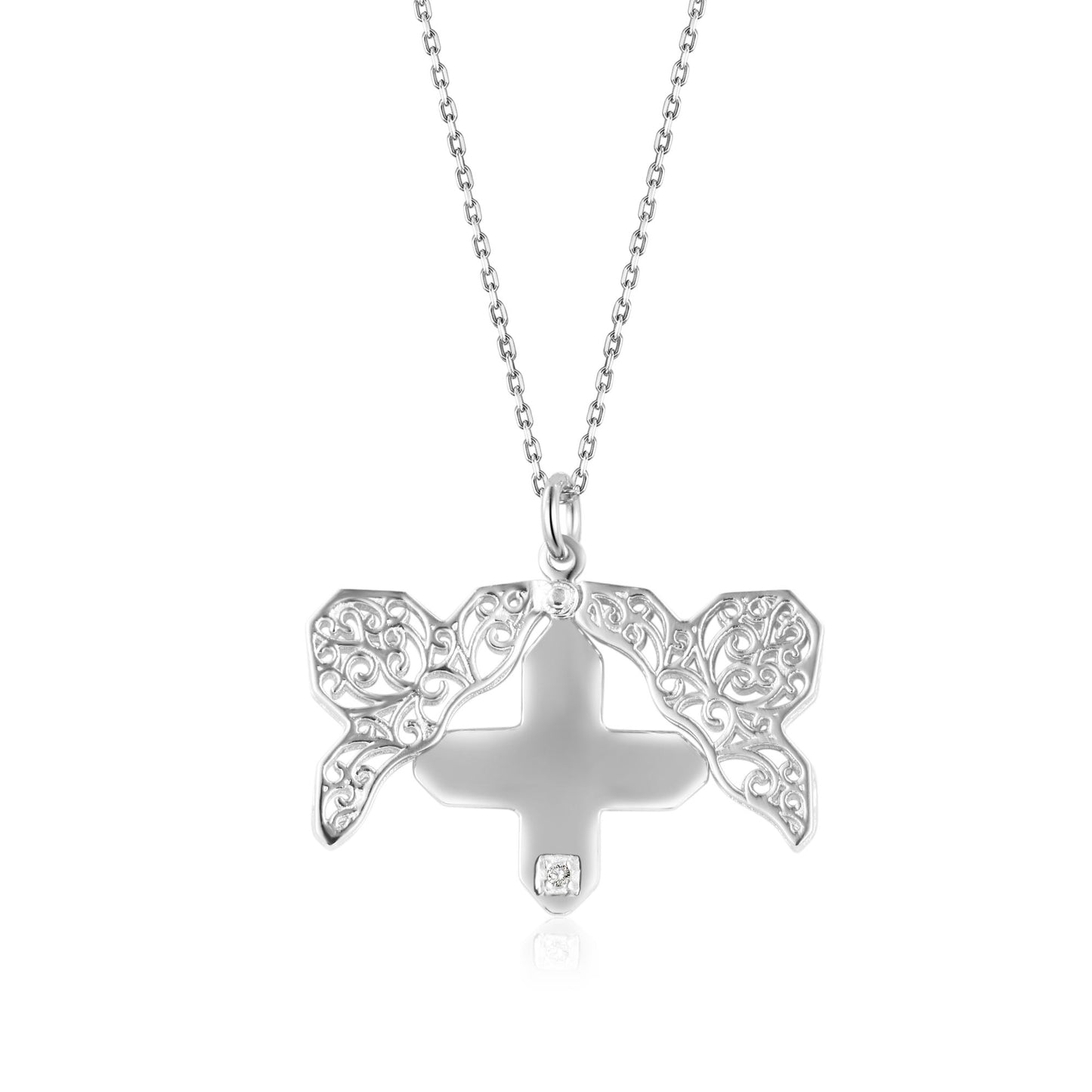 Silver Pendants Collection Hidden Clover W/ .1 Diamon