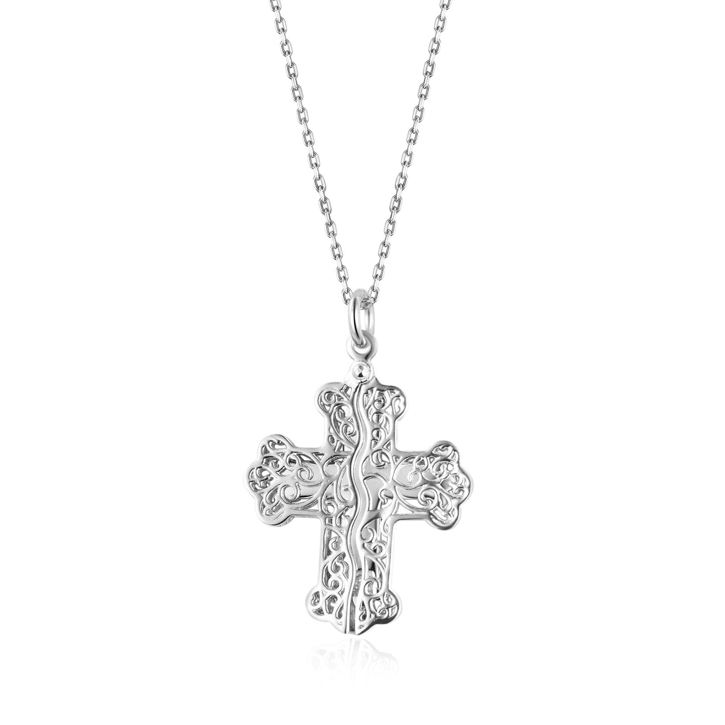 Silver Pendants Collection Hidden Royal Cross W/ .1 Diamon