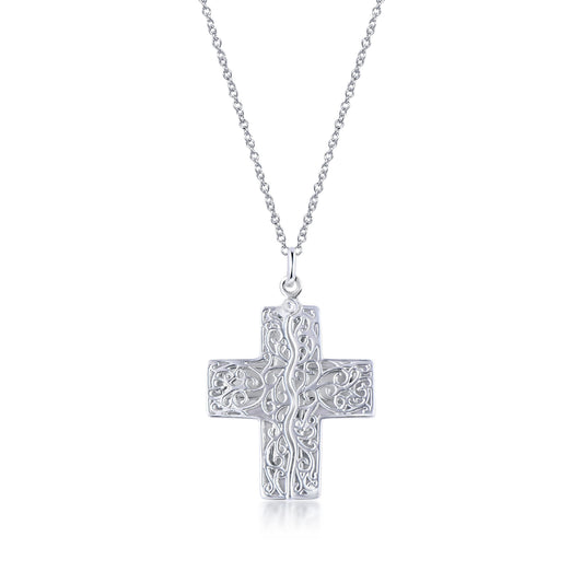 Silver Pendants Collection Hidden Cross W/ .1 Diamon