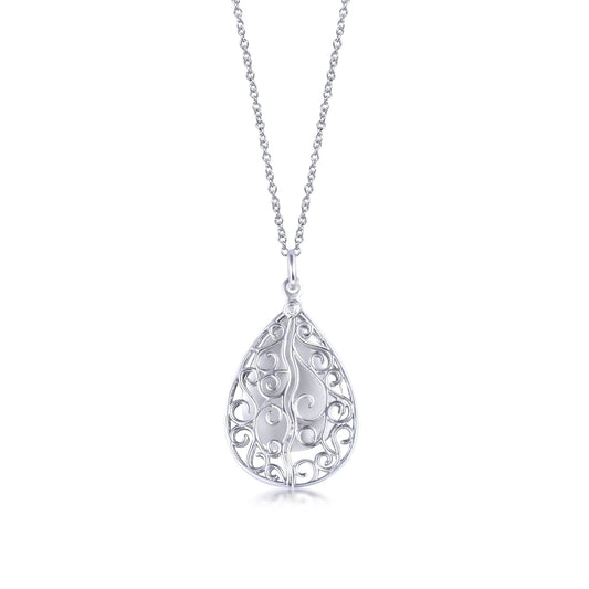 Silver Pendants Collection Hidden Teardrop W/ .1 Diamon