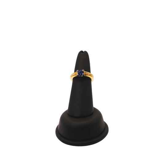 18KT White & Yellow Gold W/ .61 Sapphire & Diamond Prong Ring