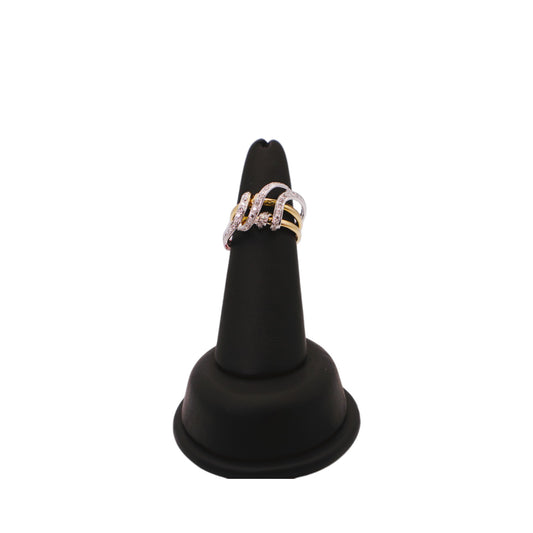 18KT White & Yellow Gold W/ White .50 Diamond loop Row Ring