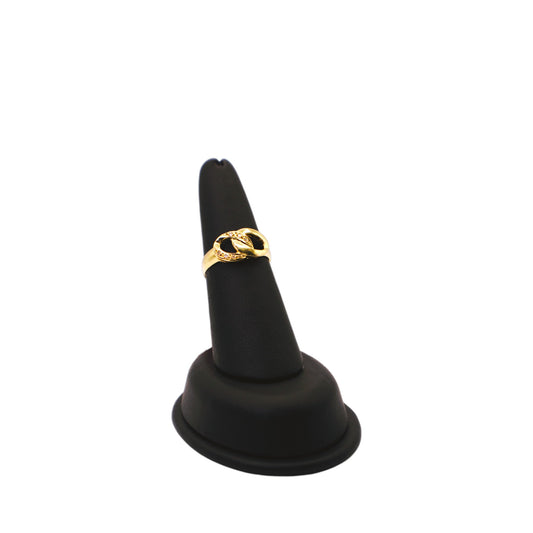 18KT Yellow Gold Doble Circle W/ & .06 Diamond Ring