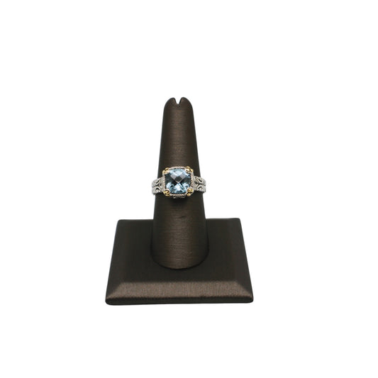 Bali Silver Collection W/18KT Topaz Twisted Rope Halo Bali Ring