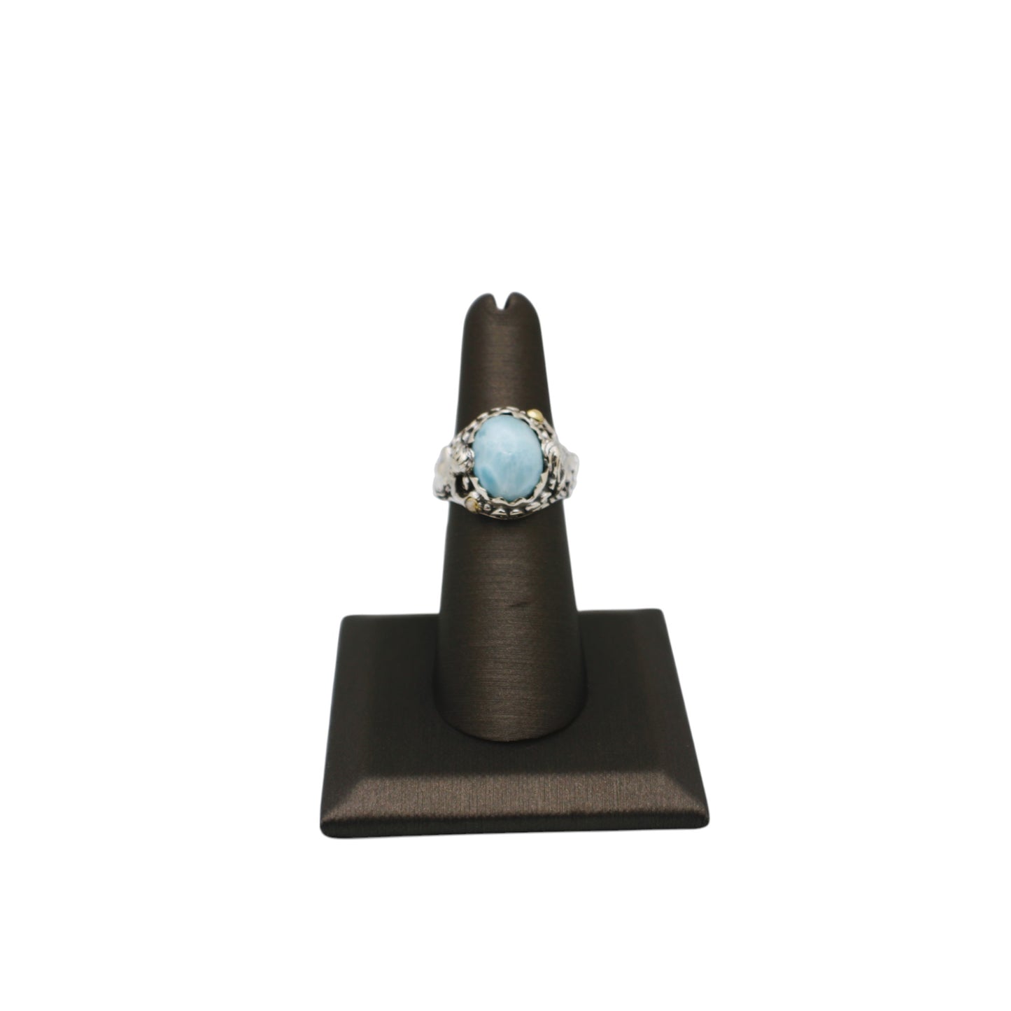 Bali Silver Collection W/18KT Larimar Waves & Mermaid Bali Ring