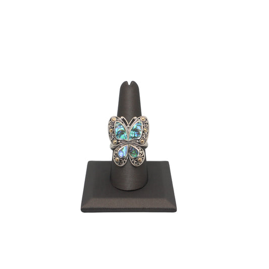 Bali Silver Collection W/18KT Butterfly Abalone Bali Ring