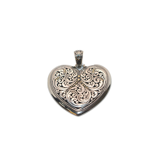 Bali Silver Collection Pendants W/18KT Paisley Heart