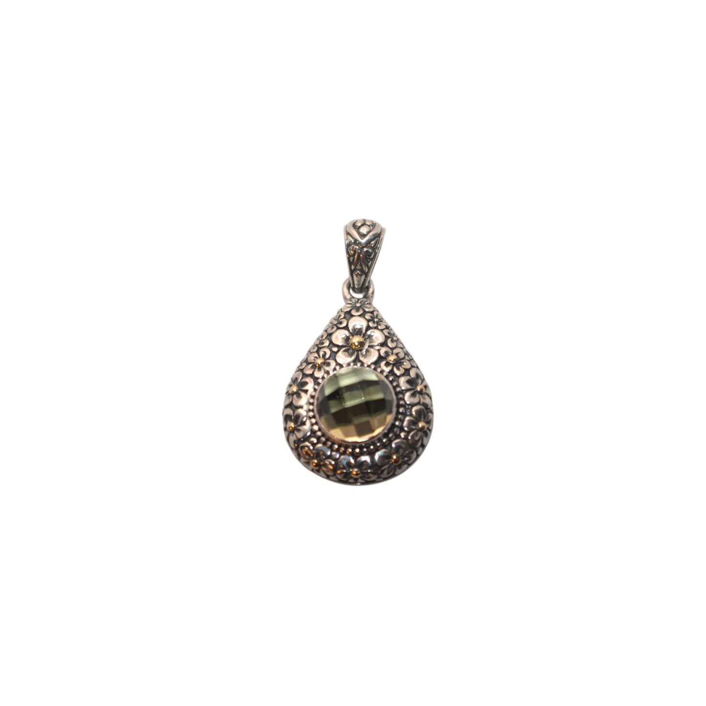 Bali Silver Collection Pendants W/18KT Citrine Floral Bali Pendants