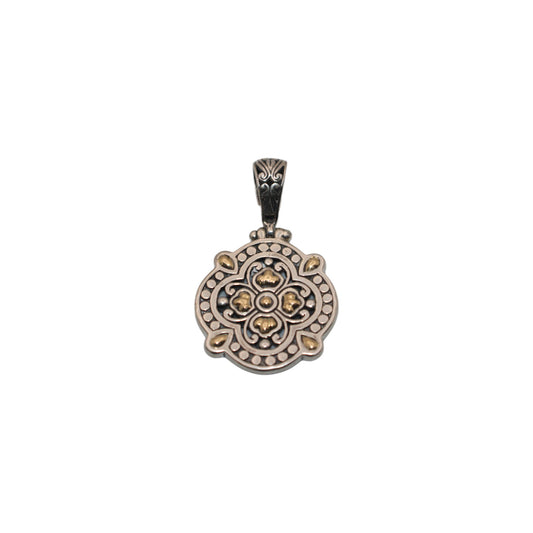 Bali Silver Collection Pendants W/18KT Floral Clover-Shape Bali