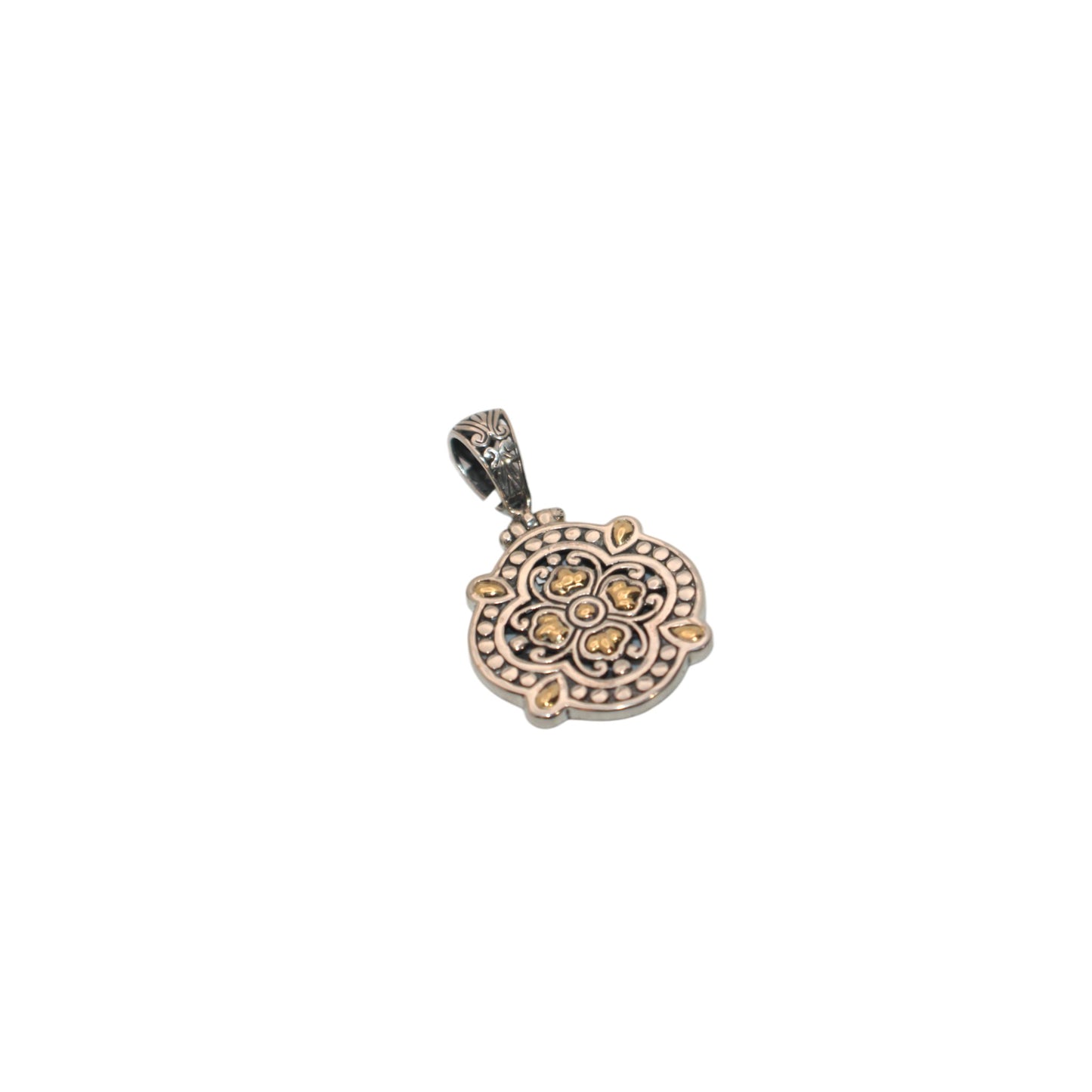 Bali Silver Collection Pendants W/18KT Floral Clover-Shape Bali