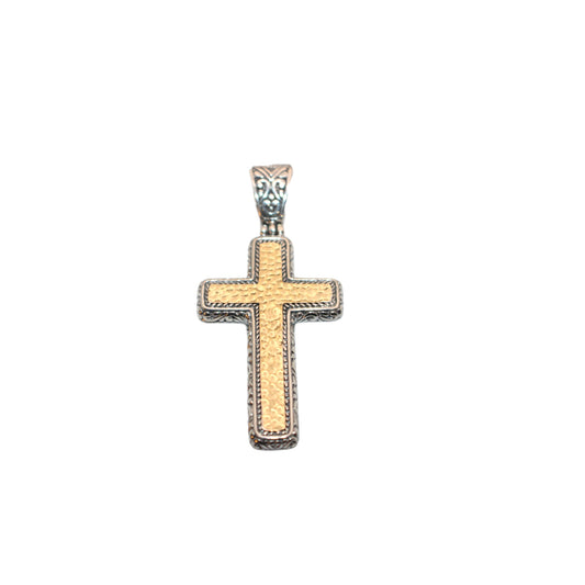 Bali Silver Collection Pendants W/18KT Hammered Cross Statement