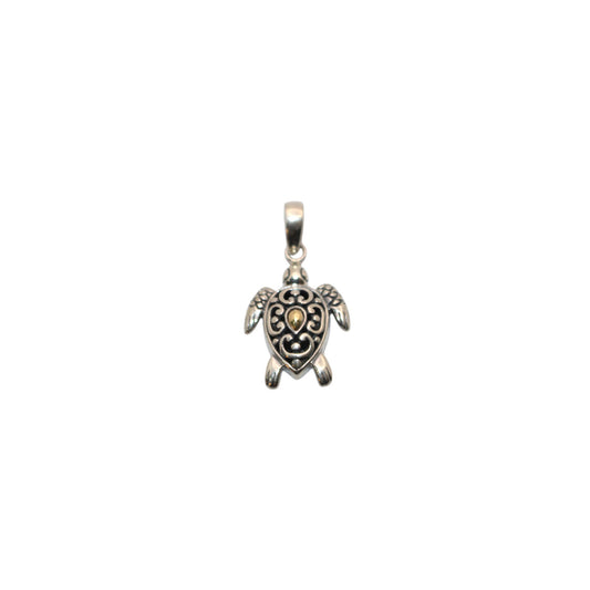 Bali Silver Collection Pendants W/18KT Sea Turtle