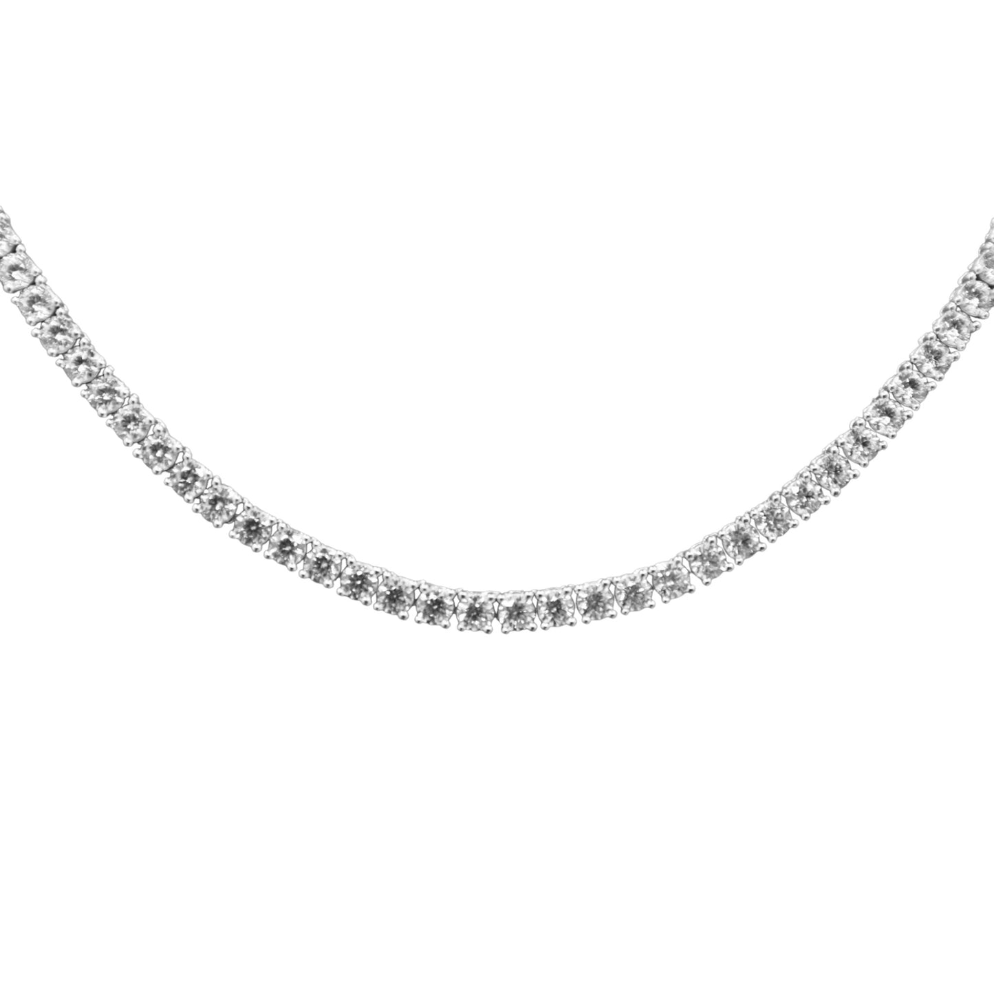 Silver Collection Simulated Diamond Tennis W/ White Cz Necklace