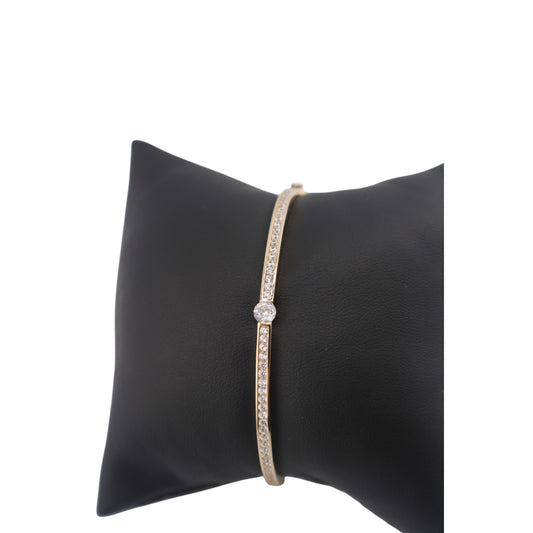 14KT 6.13g Yellow Gold W/ White Cz Semisolid 3mm Bangle