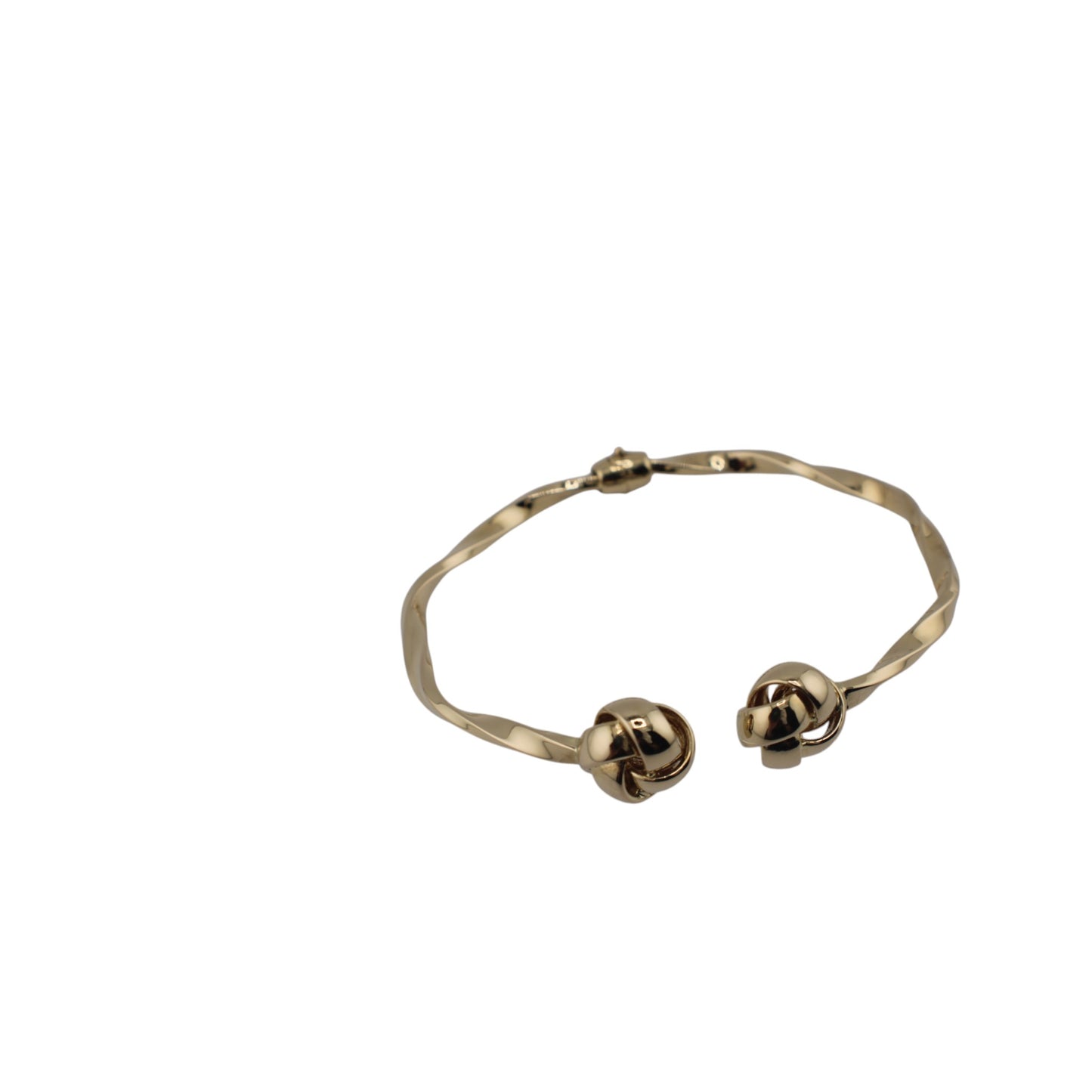 14KT 5.4g Yellow Gold Semisolid Twisted & Knots Adjustable 3mm Bangle