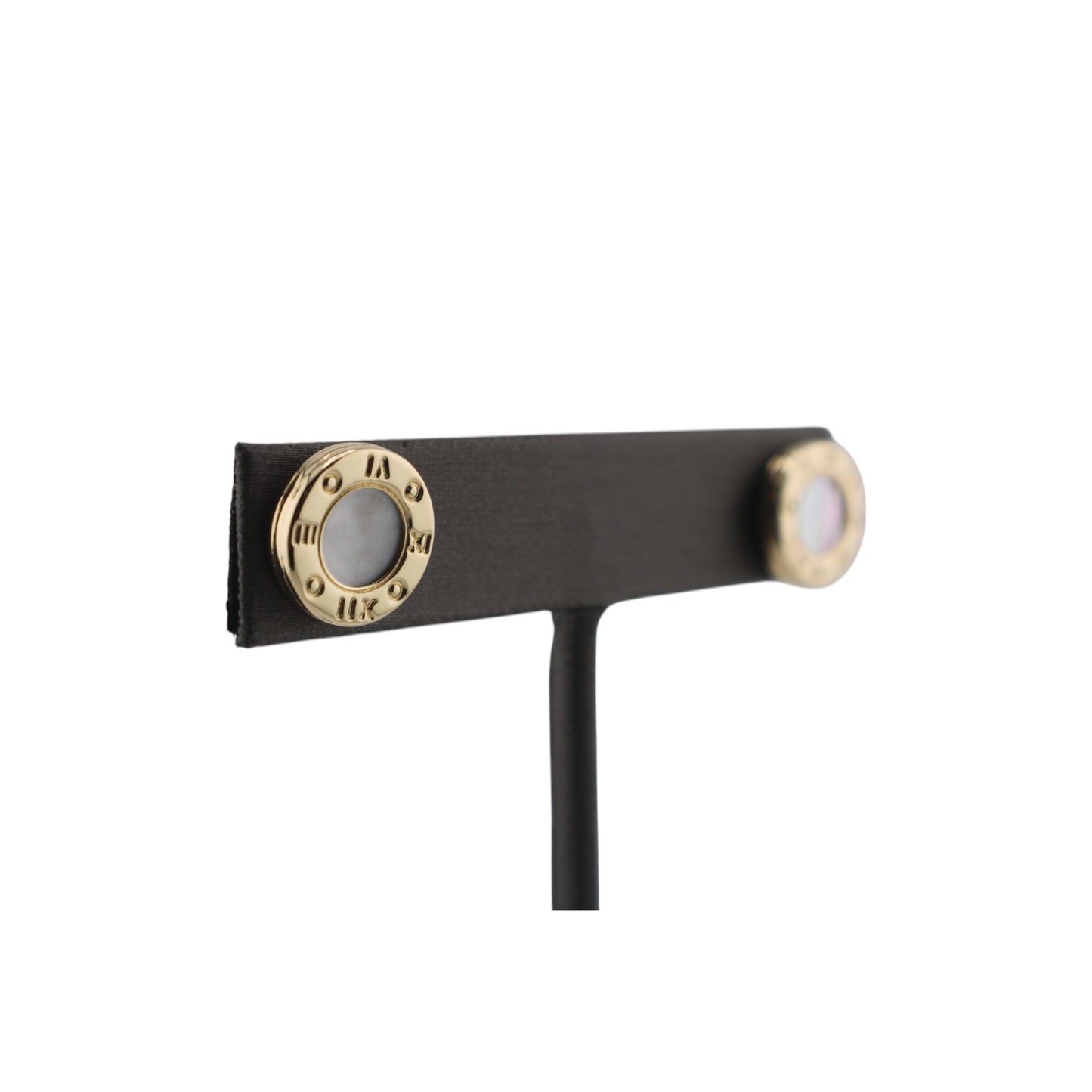 14KT Yellow W/ Onyx or Mother of Pearl Studs Earrings