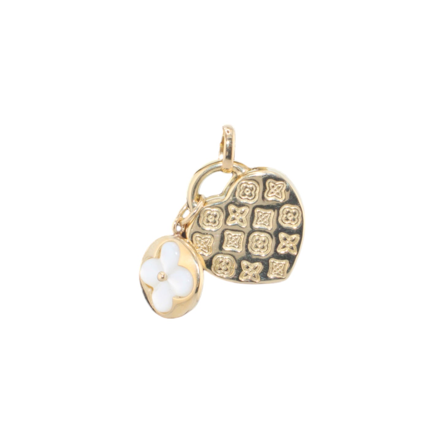 14KT Yellow Gold 23mm W/mother of pearl 3.4g Fancy Pendant