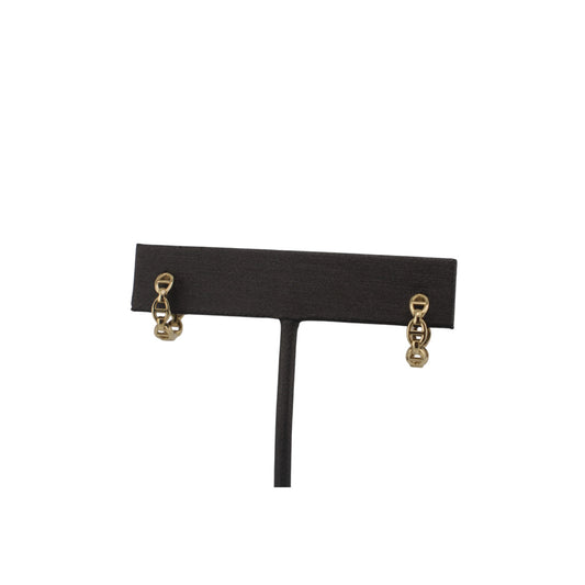 14KT Solid Yellow Gold Hoops H-Fancy Style 12.mm Earrings