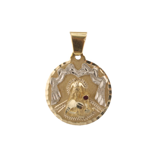 14KT Yellow Solid Gold Santa Barbara Round Pendant