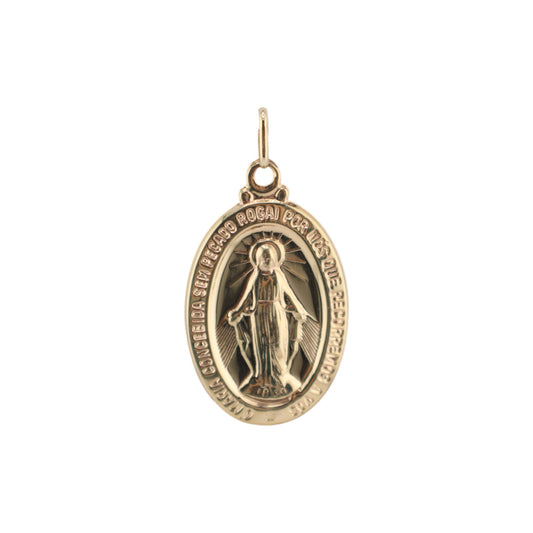 14KT Yellow Semi-Solid Gold Miraculous Medal Pendant