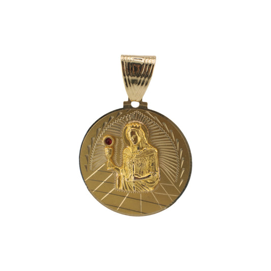 14KT Yellow Solid Gold Santa Barbara 65mm Round Pendant
