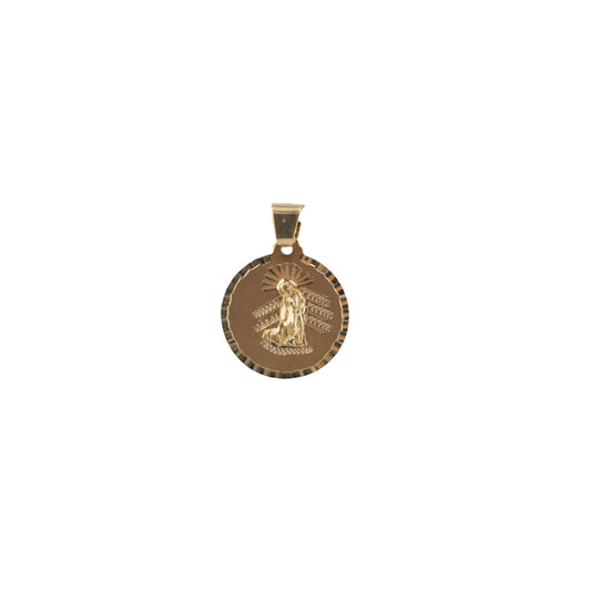 14KT Yellow Solid Gold 30mm San Lazaro Round Pendant
