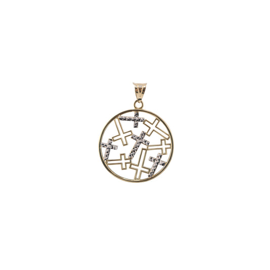 14KT Yellow/White Gold 40mm Fancy Cross Pendant