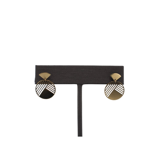 14KT Yellow Gold Fancy Round Style Studs Earrings