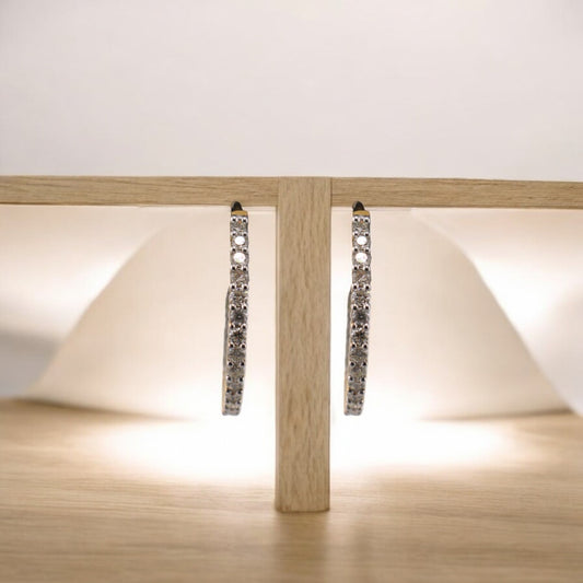 14KT Yellow Gold Round Hoops Diamond Inside-Out Earrings.