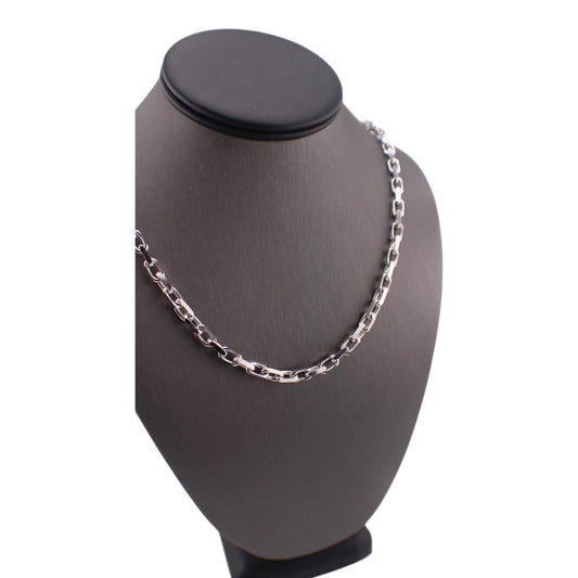 14KT White Solid Gold H Fancy Cut Chain
