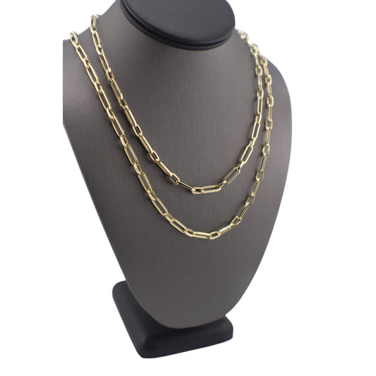 14KT Yellow Semi-Solid Paper-Clip Link Gold Chain.