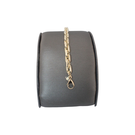 14KT Yellow Gold Semi-Solid Paper-Clip Puff Link Bracelets