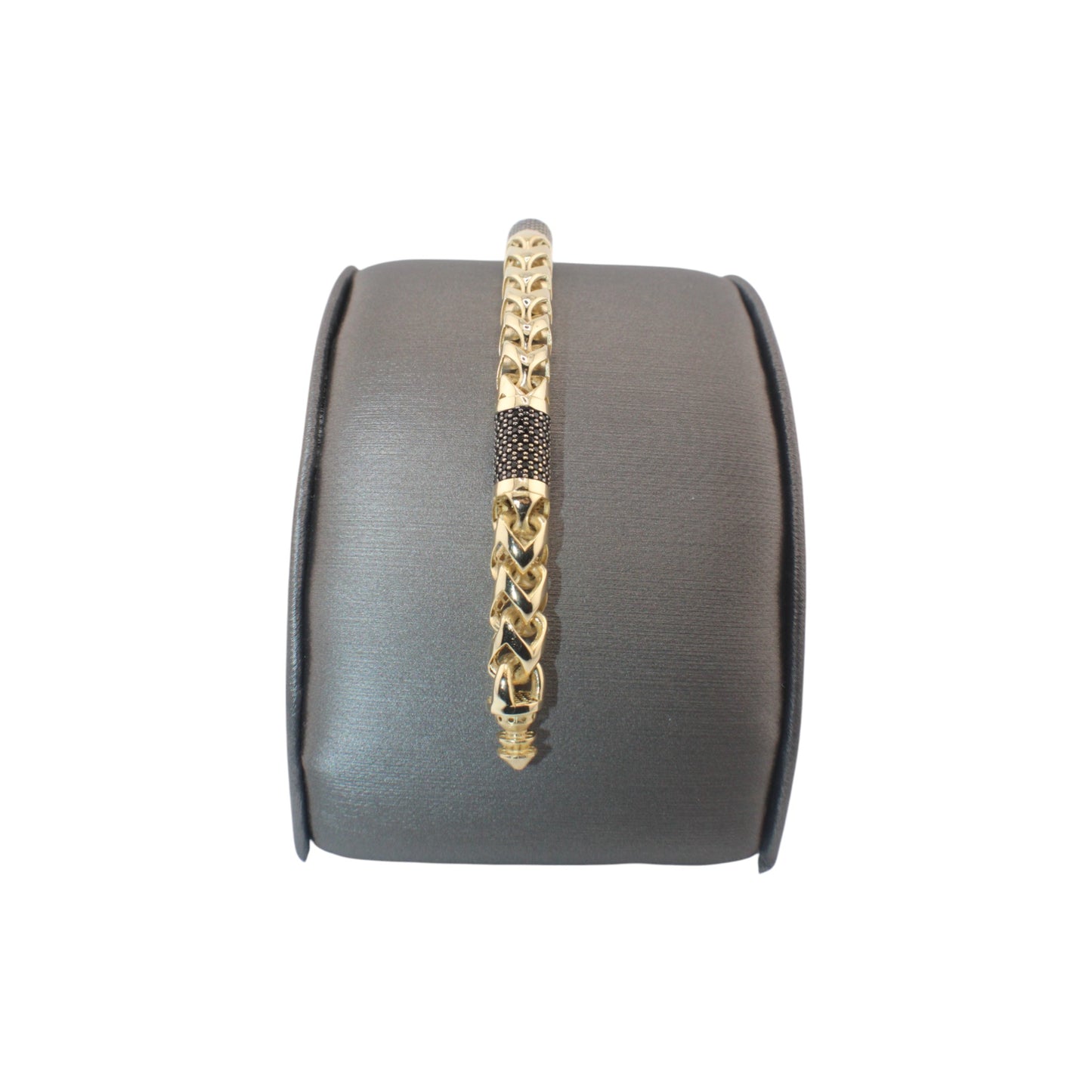 14KT Yellow Gold Snake Italian Link W/ Black Cz Bracelets