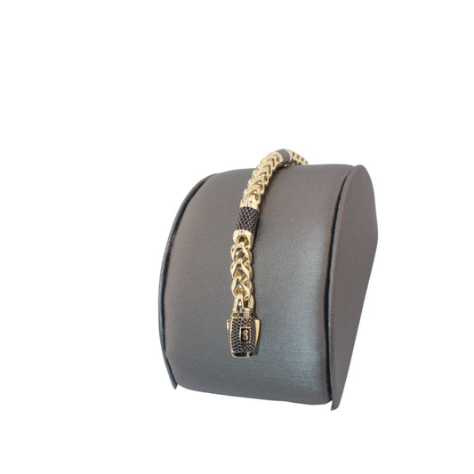 14KT Yellow Gold Snake Italian Link W/ Black Cz Bracelets