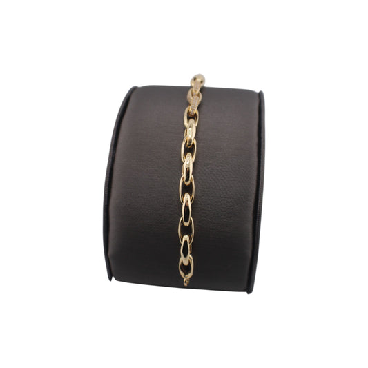 14KT Yellow Gold Italian Link W/ White Cz Bracelets