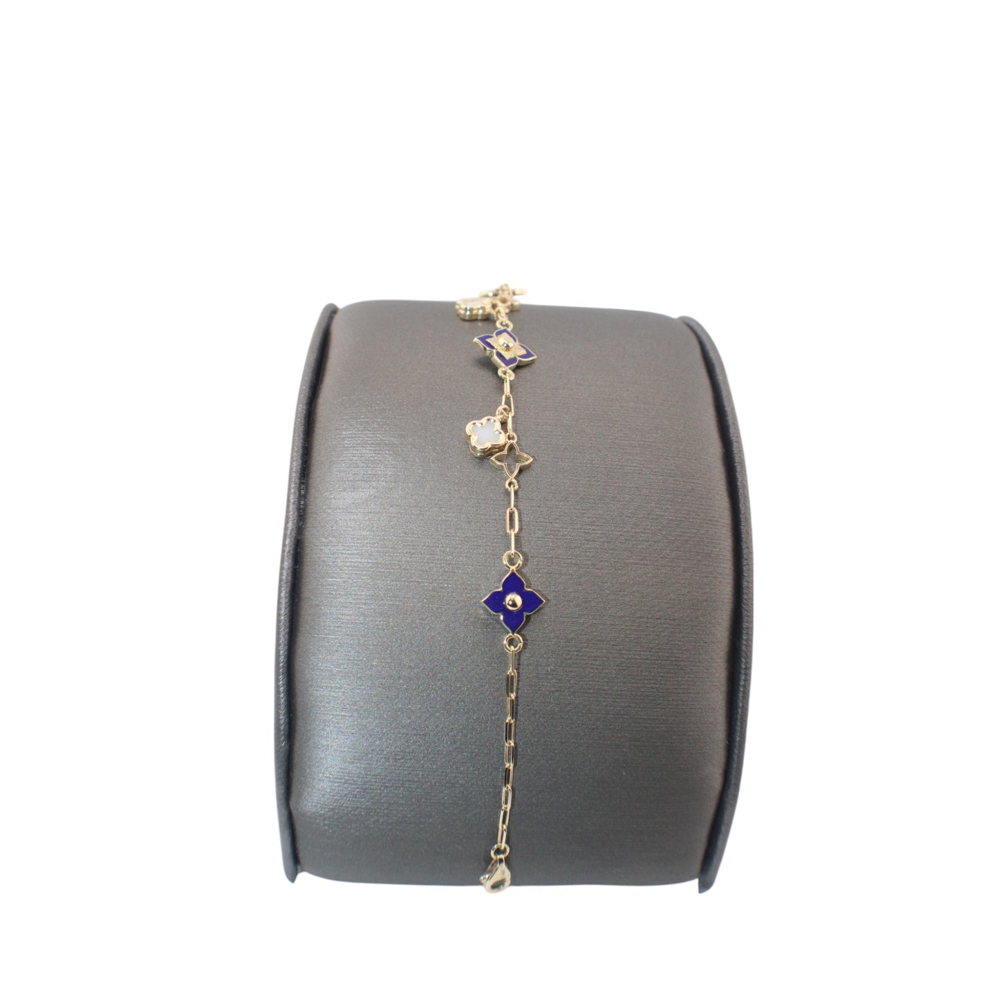 14KT Yellow Gold Fancy Style Link Paper-Clip Bracelets W/ Charms