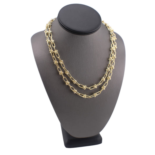 14KT Yellow Semi-Solid Gold Fancy Link Chain