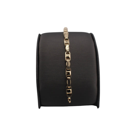 14KT Yellow Gold Semi-Solid Italian Square-Link Bracelets