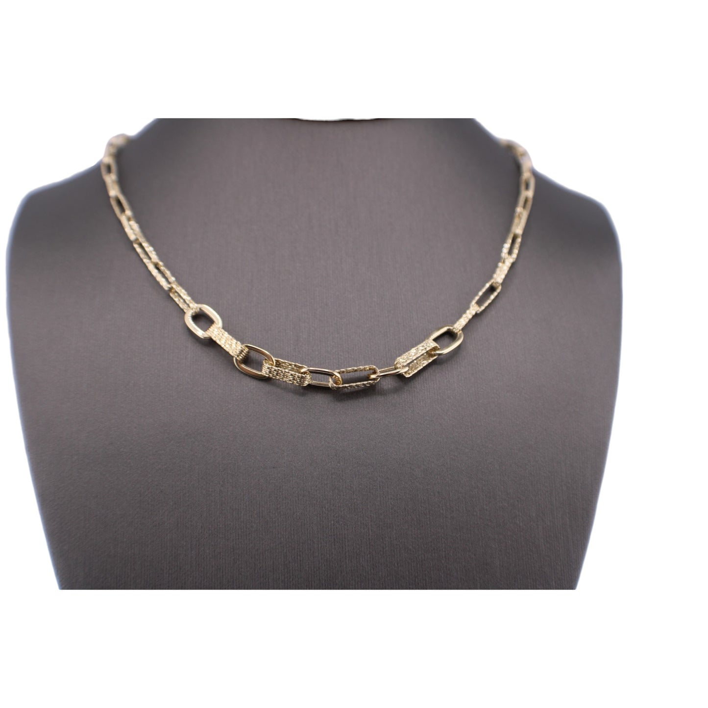 14KT Yellow Semi-Solid Gold Fancy Elongated Chain Paper Clip