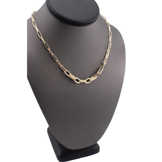 14KT Yellow Semi-Solid Gold Fancy Elongated Chain Paper Clip