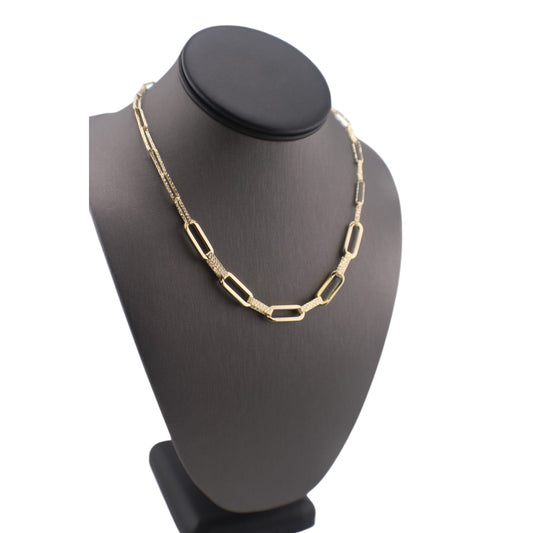 14KT Yellow Semi-Solid Gold Fancy Elongated Link Chain Paper Clip