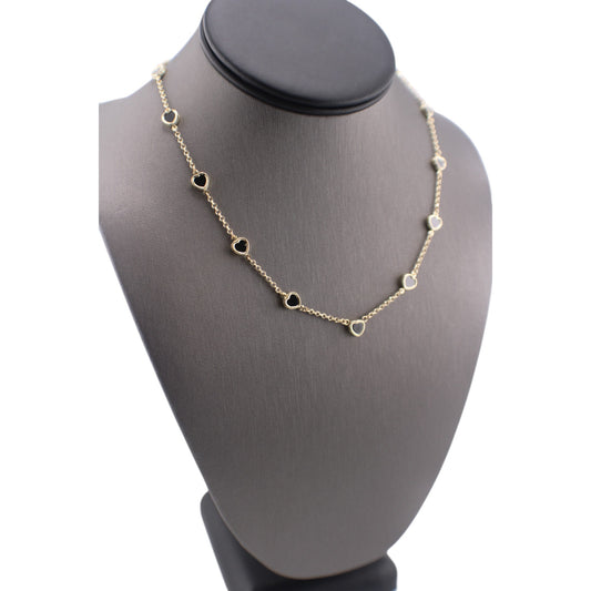 14KT Yellow Solid Gold Fancy Onyx Hart Link Chain