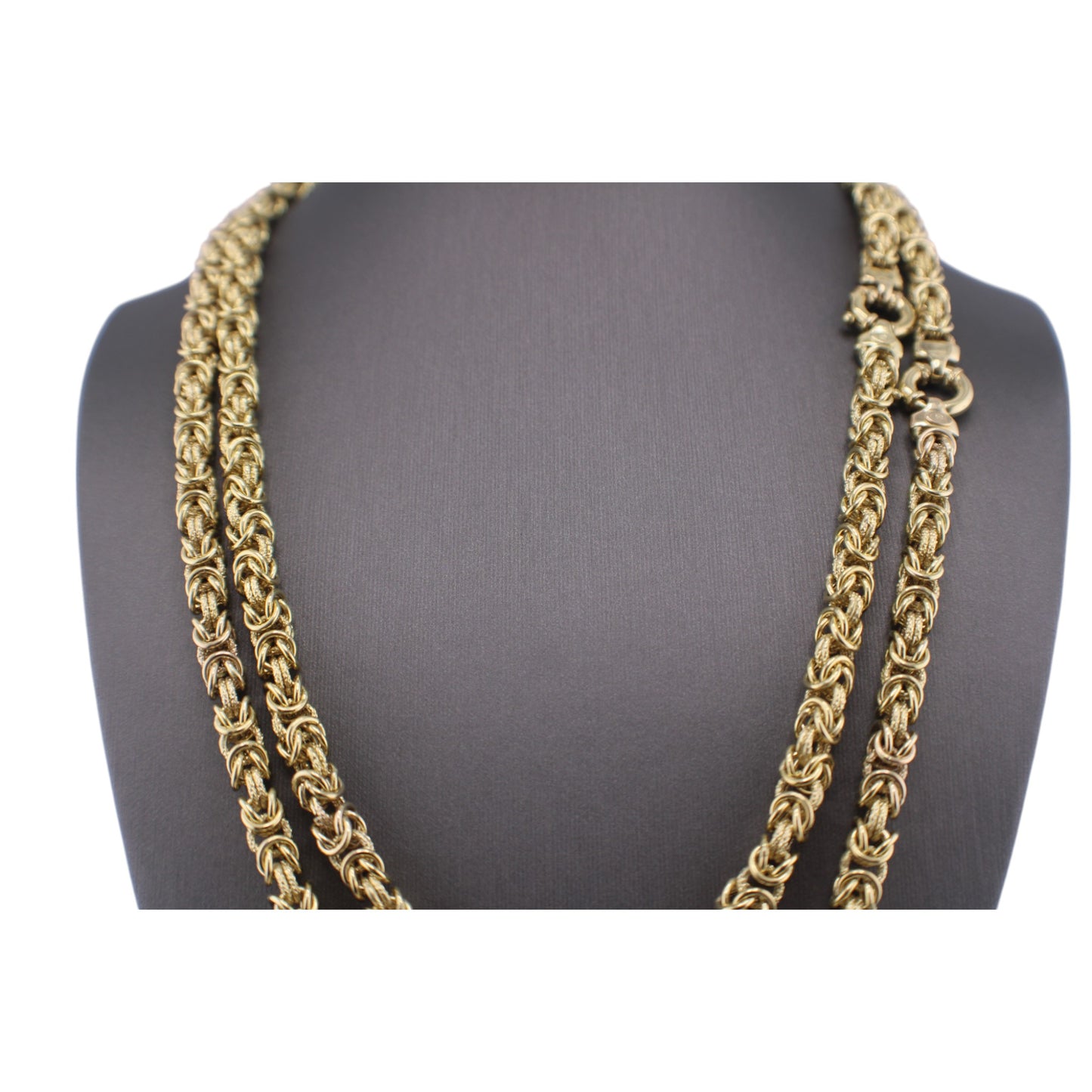 14KT Yellow Gold Fancy Byzantine Halo Link Chain.