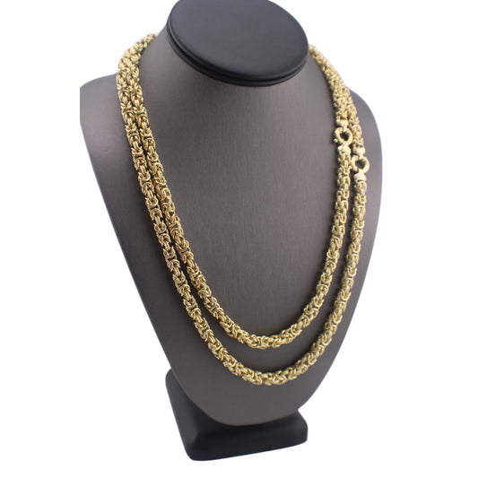 14KT Yellow Gold Fancy Byzantine Halo Link Chain.