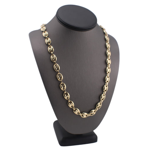 14KT Yellow Gold Fancy Italian Puff-G-Link Chain