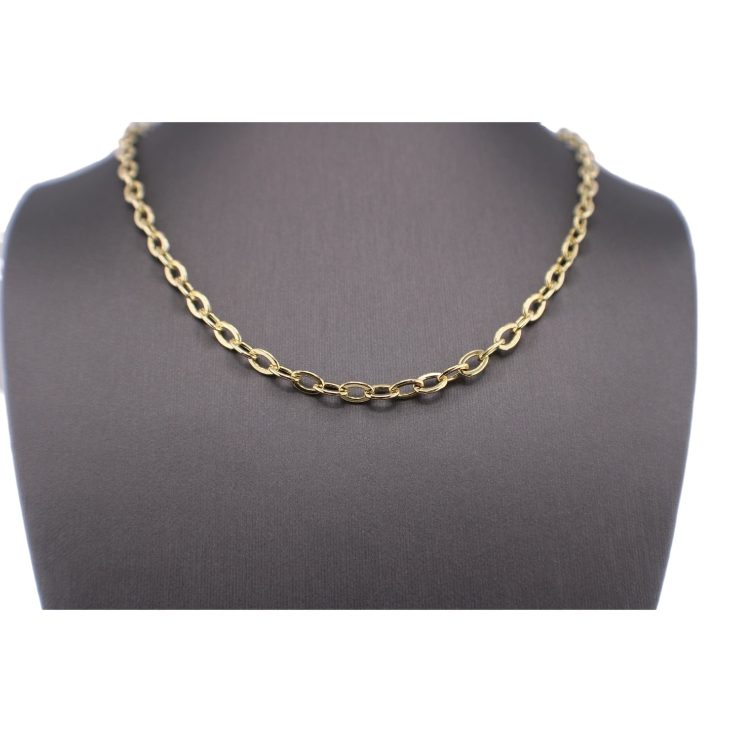 14KT Yellow Semi-Solid Round Paper-Clip Link Gold Chain.